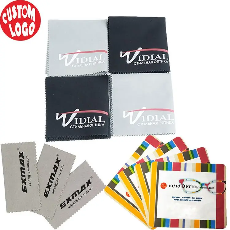 Wholesale White Custom Logo Size  Eyeglasses 15X15Cm Microfiber 100%Polyester Eye Glasses Cleaning Cloth