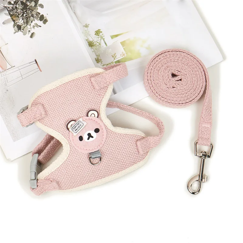 Dog leash vest style teddy bear small dog chest strap, cat walking rabbit leash pet Supplies