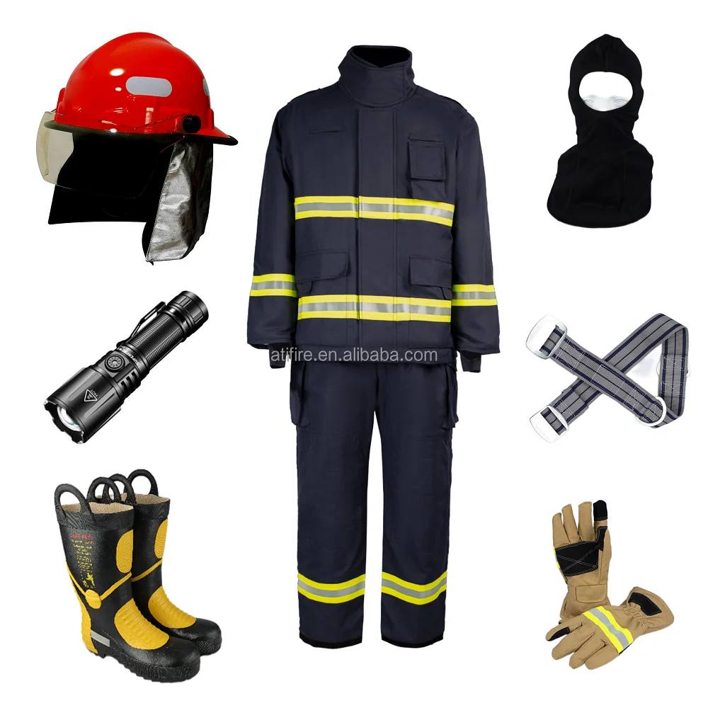 Flame Retardant EN469 Nomex IIIA Firefighter Suits Aramid Fire Gear Fireman Uniform Firefighting Clothing Cotton helmet boots