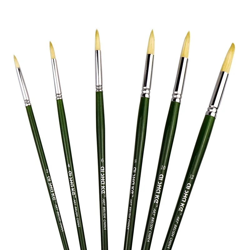 New Professional 6-Piece Paint Brush Set Artis Bristle Oil Painting Brushes