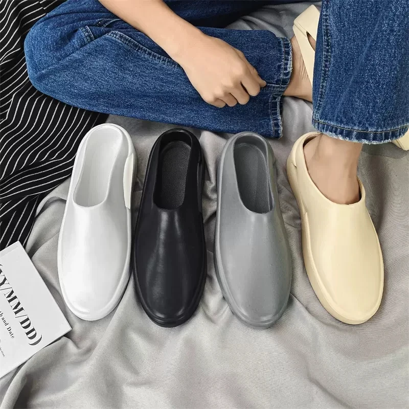 New summer men's slip-on thick-soled coconut slippers for men outdoor stepping shit feeling couple sandals