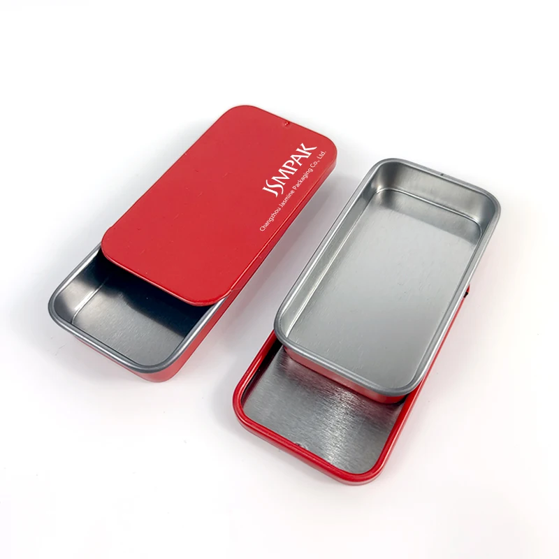 Custom Food Grade Rectangular Chocolate Empty Slide Gift Mint Packaging Tin Case Small Metal Box