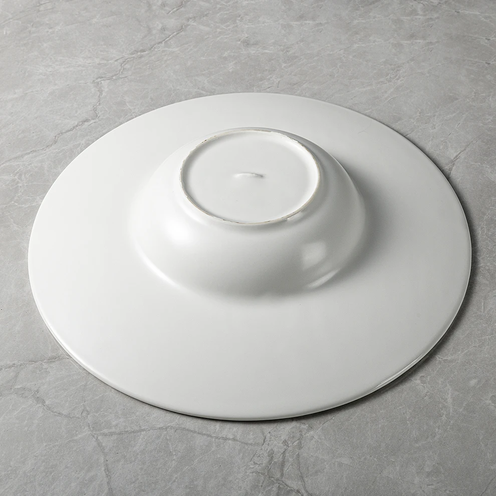 JiuJiuJu White Glacier Coupe Soup Salad Noodle Porcelain Plate Round 11 Inch Larger Tableware Dishes Plato Designer Dinner Plate