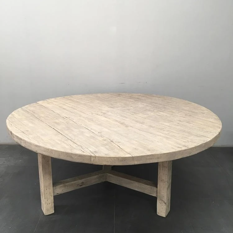 Chinese wholesale rustic Recycle Wood  round  dining table round KD dinning table. dinning room furniture