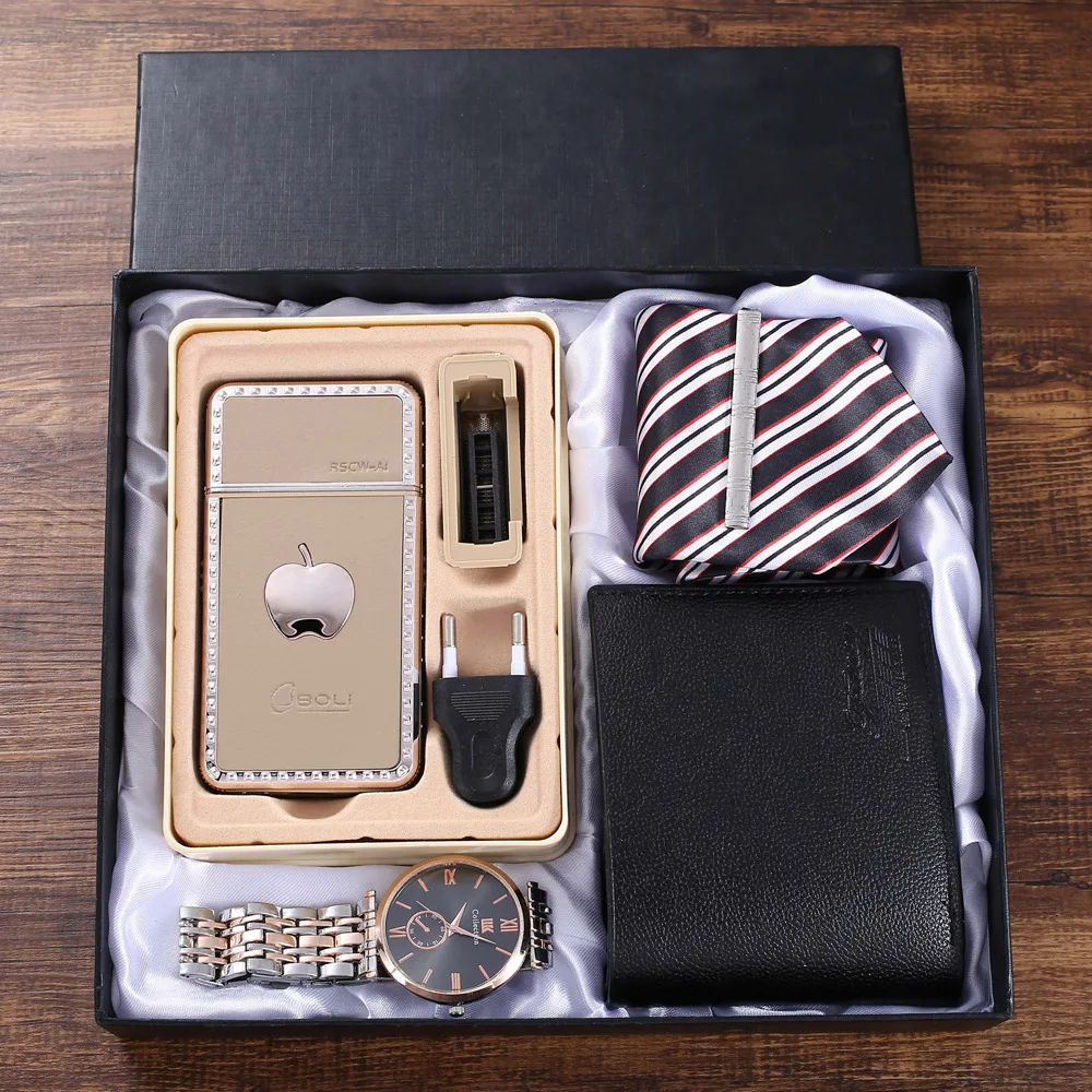 Amazon Wish hot gift set wallet tie large dial quartz alloy watch razor man gift set