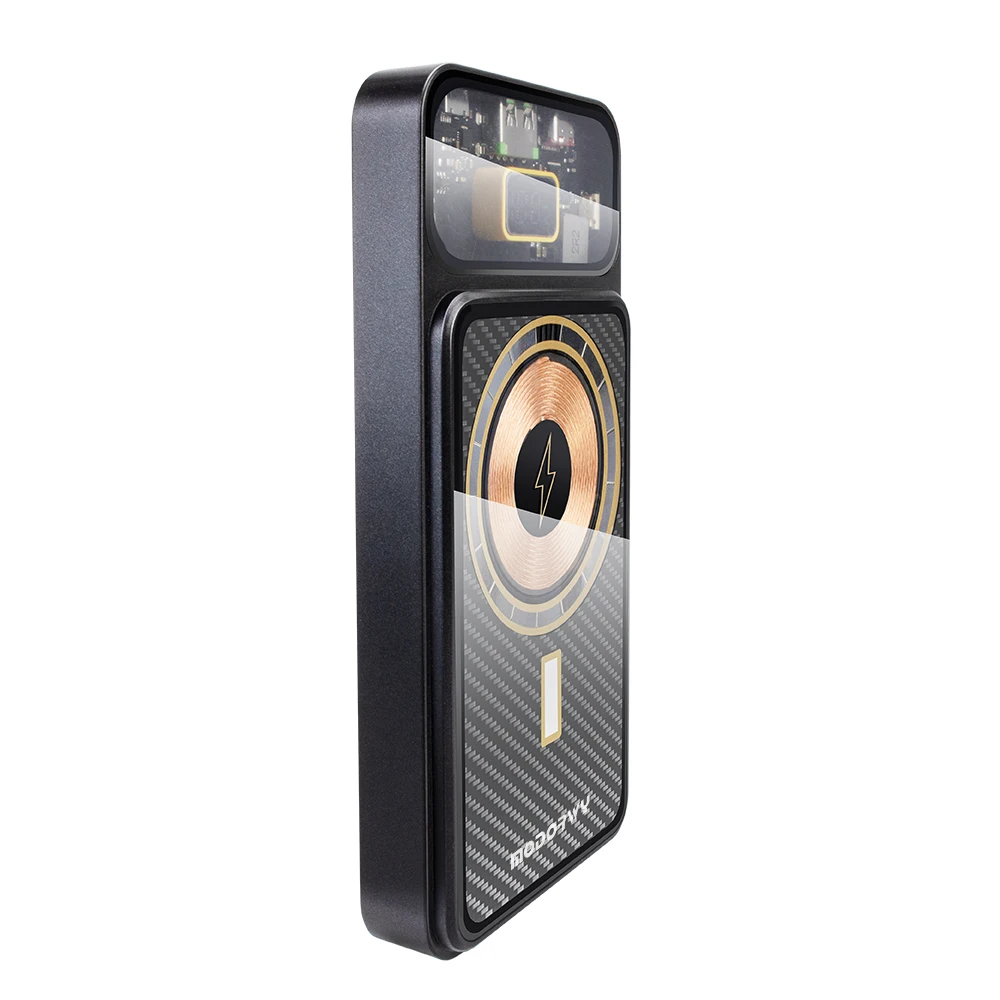 Latest Design Portable charger 12000mah Magnetic Power Bank Battery Pack Wireless chargers transparent Portable Mobile Charge