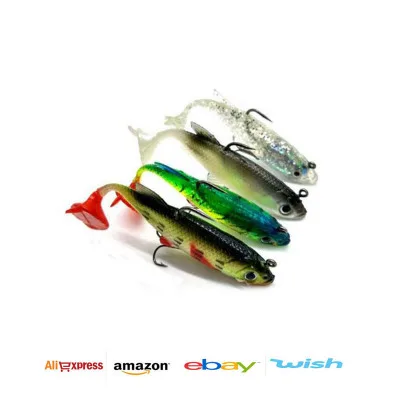 ACETOPWAY Best selling bulk 80mm 13g double tail plastic bait vibe soft fishing lures
