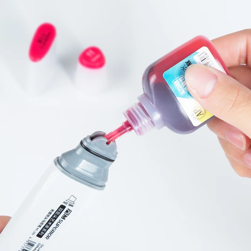 Superior 218 Colors Dual Wide Nib Alcohol Based Drawing Marker Refillable Ink