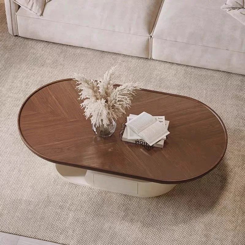 Modern simple small living room home network red creative cream new designer walnut solid wood coffee table