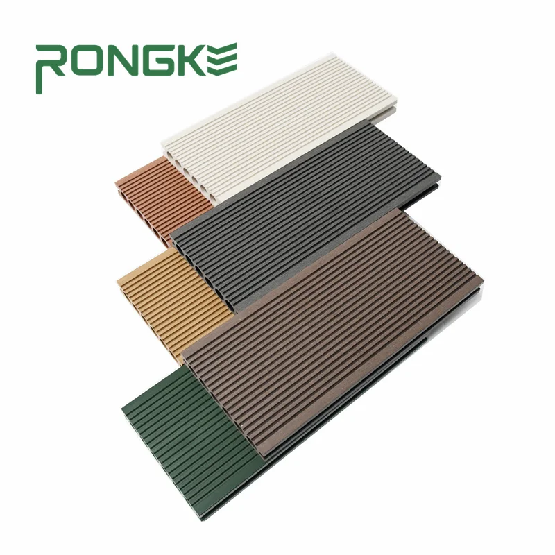 Rongke Durable Grooving Low Price Guaranteed Quality Round Hole WPC Composite Hollow Decking Garden Terrace Flooring