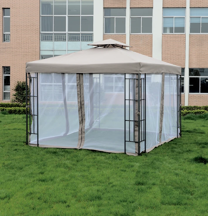 Outdoor New Courtyard Garden Gazebo With Mosquito Net Windproof Sunshade Pavilion Terrace Gazebo