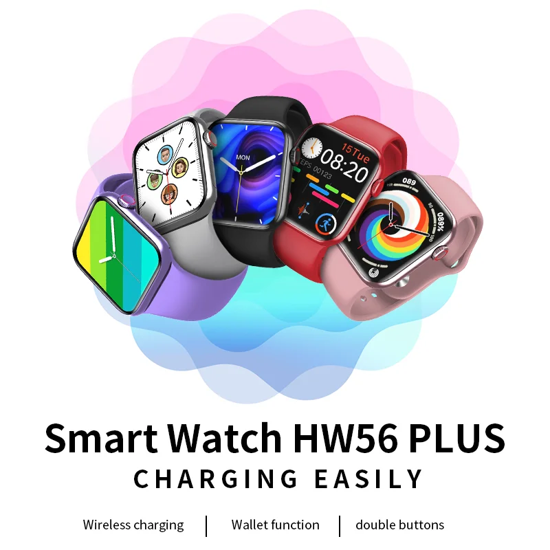 Music Smart Watch HW56 Plus 1.77 Inch Big Full Touch Password Lock Screen 3D Dynamic Dial Voice Call Wireless charge Smartwatch