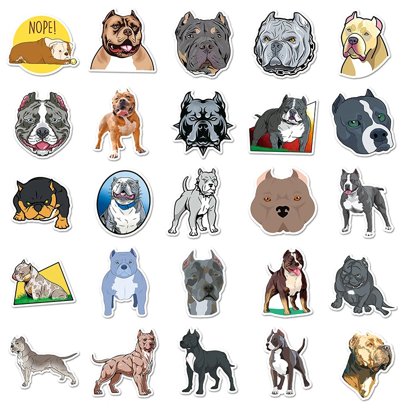 50pcs Animal Bully Dog Cartoon Stickers For iPad Phone Skateboard Ethylene Waterproof Decorative Sticker