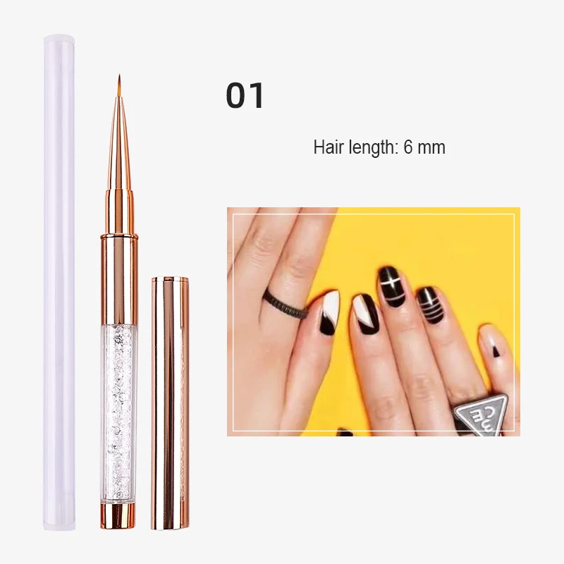 Crystal Handle Nail Art Brushes 15 Models 3d Nail Gel Polish Diy Painting Brush