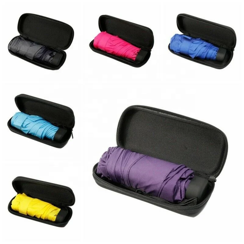 Compact travel folding umbrella with case