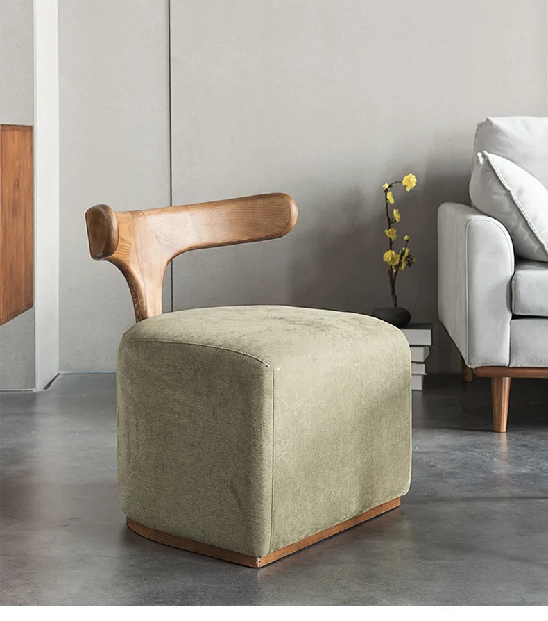 Nordic Modern Designer Reclining Chair Creative Solid Wood Back Cloth for Home or Villa Use Leisure Rocking Chair Style