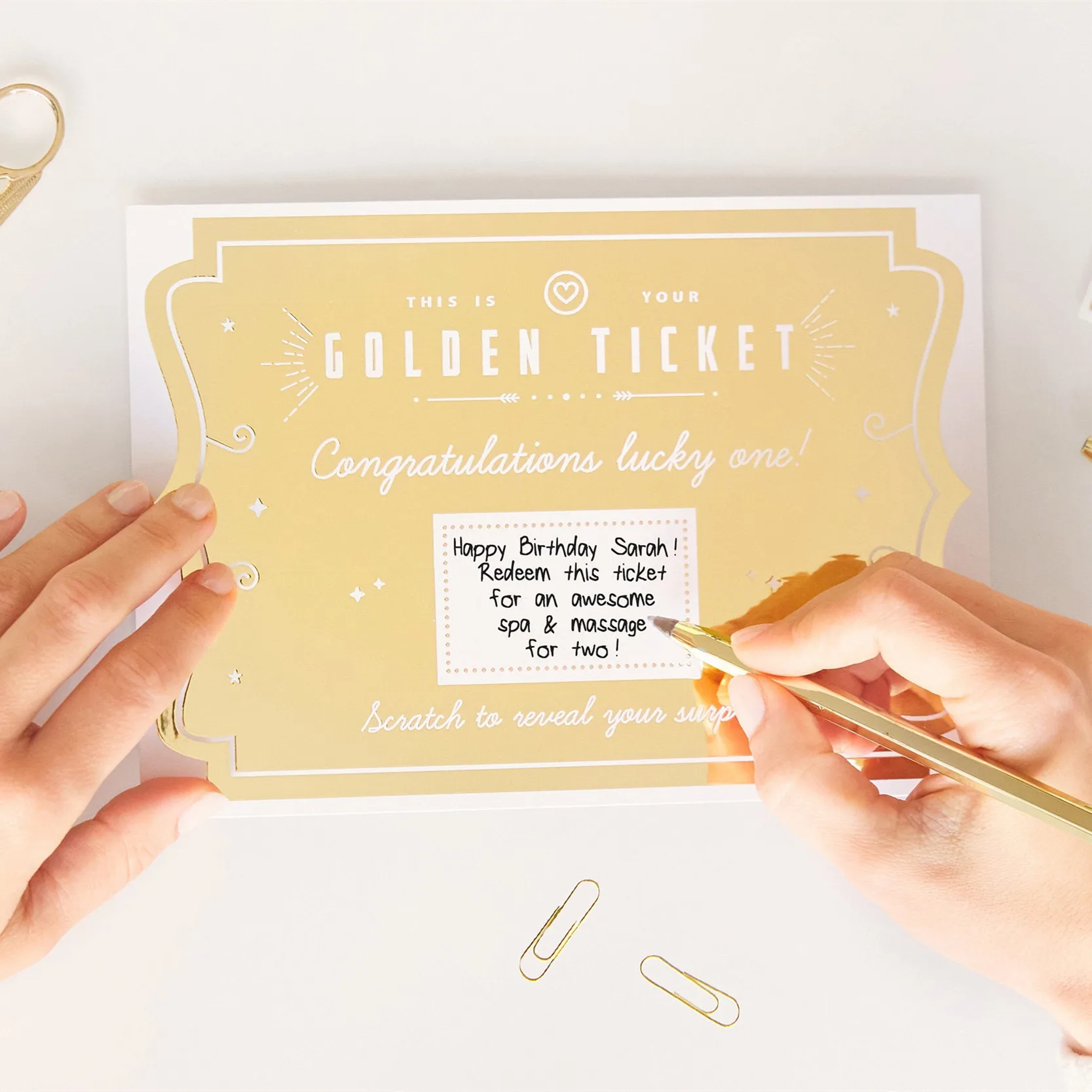 Custom Printing Gift Coupon Reveal Scratch off Card Golden Foil Ticket with Scratch off Sticker