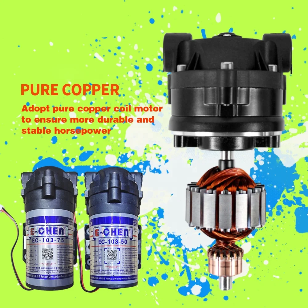 24V RO Water Purifier Pump Self-sucking Diaphragm 75GPD Booster