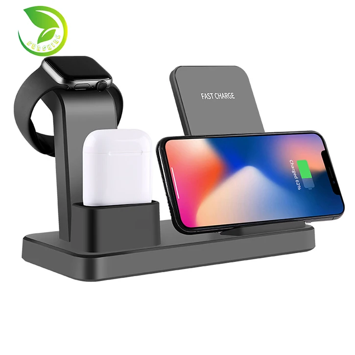High quality Fast 3 in 1 wireless charger Stand Holder Q12 for Iphone 8 x Xs Max Xr Samsung S9 S10 Plus