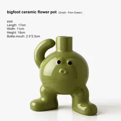 Wholesale Custom Cute Ins Style Big Feet Doll Figure Macaron Green Yellow Beige Color Bud Ball Ceramic Small Vase