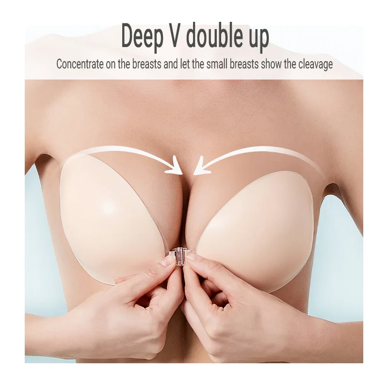 Invisible Double Sided Adhesive Sticky Silicone Insert Bra Lifting Opaque Women Seamless Reusable Silicone Adhesive Bra