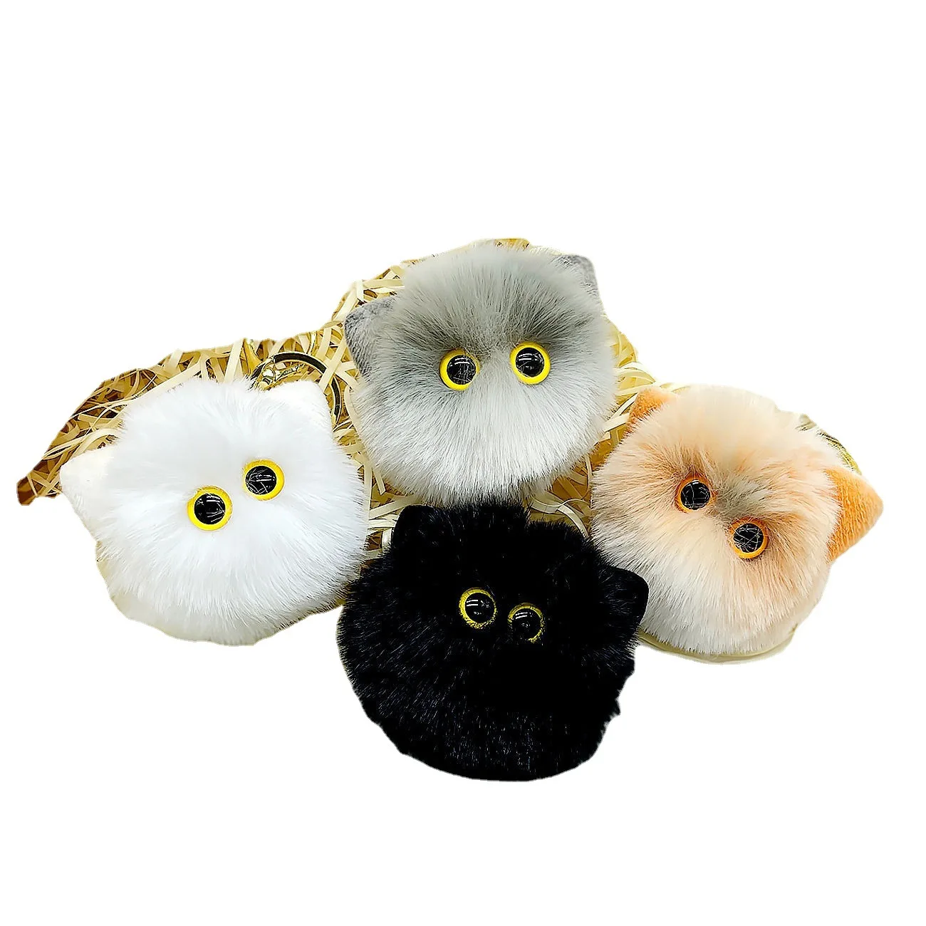 Personalized Customized cute plush toy keychains keyring stuffed toys kitty head
