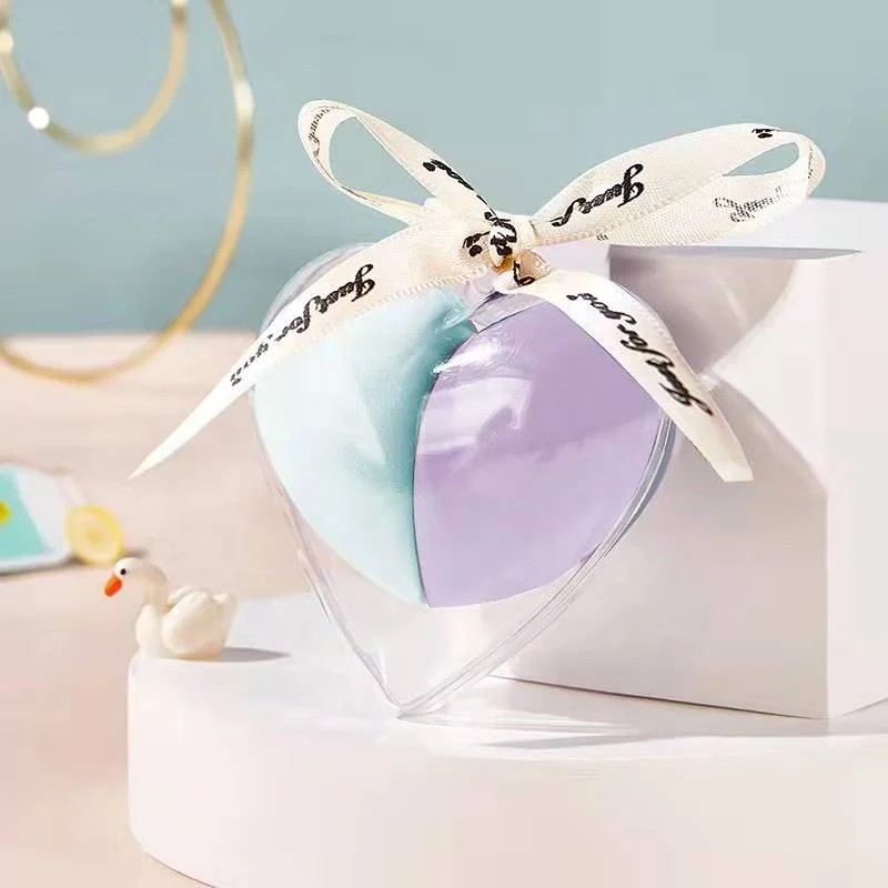 Top Quality 2 Pcs Super Soft Logo Box Wet And Dry Peach Beauty Makeup Sponge Set With Tube