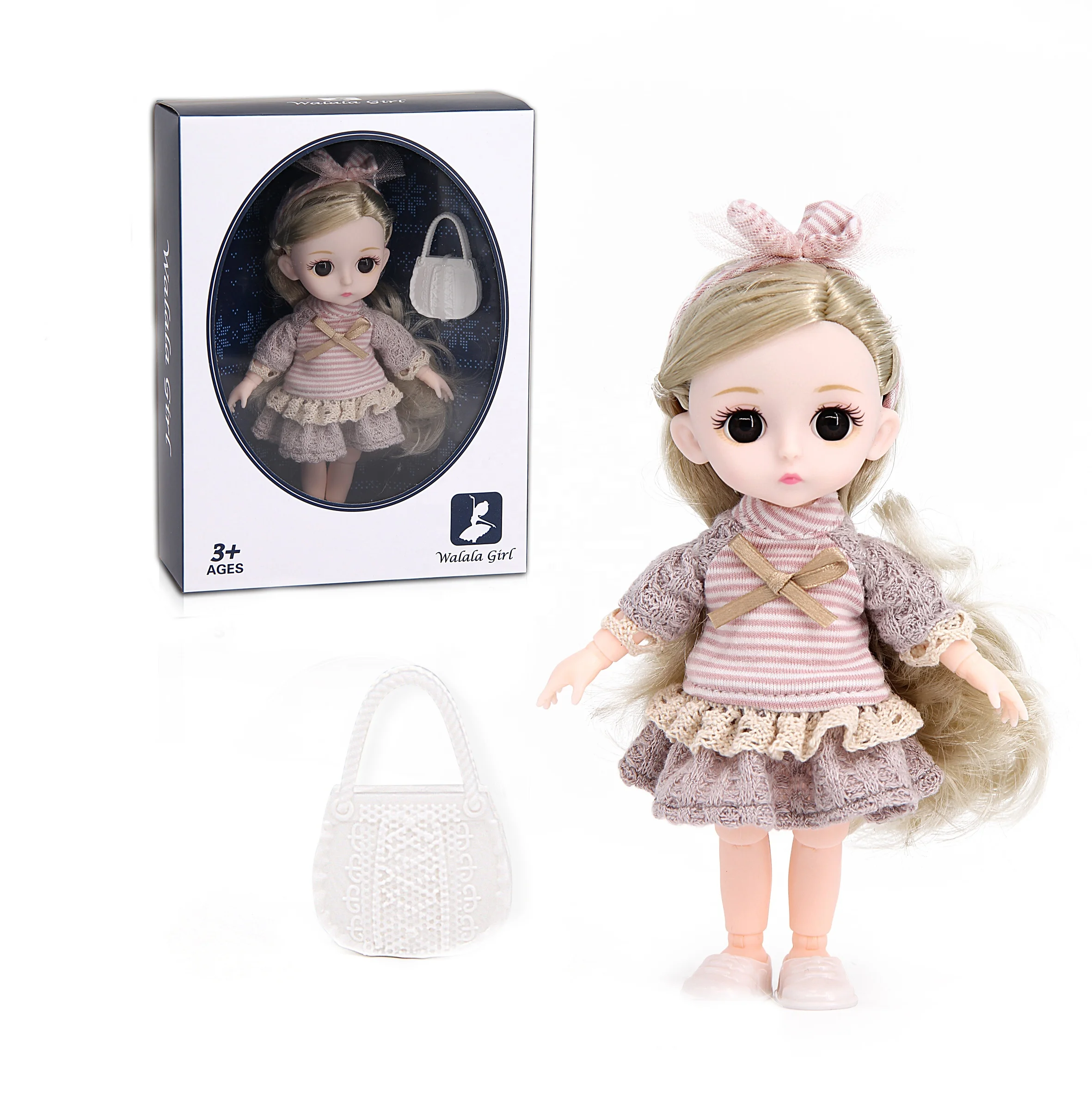 Doll Girls Toys Fashion 6 Inch Solid Body Joints Girl (Hat + Motorcycle Dog)