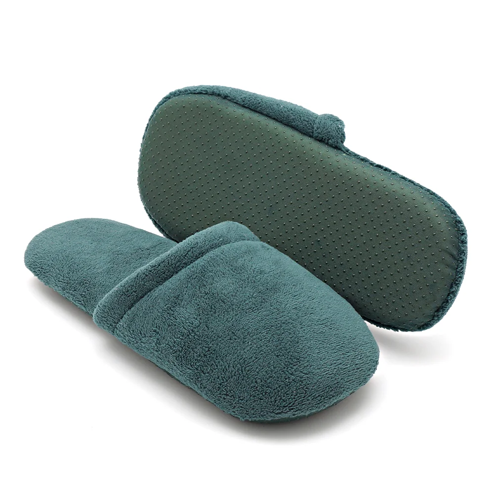 Зеленое махровое полотенце с закрытым носком 2 см EPE одноразовые спа-Тапочки