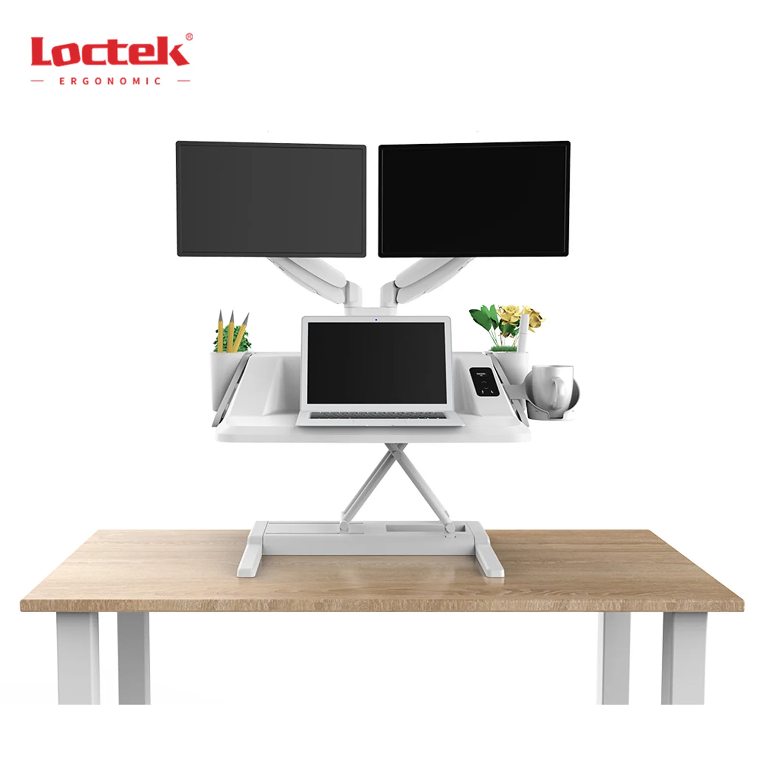 
Smart Electric Height Adjustable Workstation Desk Converter With USB Charge Loctek EMT106S-A 