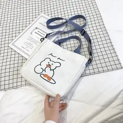 B383 2022 популярная женская сумка-мессенджер с рисунком медведя, модная маленькая сумка-тоут, женские холщовые сумки через плечо