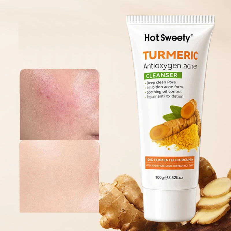 Skin care products facial cleanser private label wholesale cosmetic turmeric cleansing milk face wash facial cleanser (new)