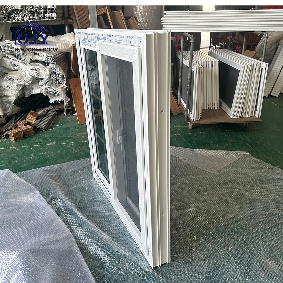 Customized Pvc Profile Sliding Glass Window Tempered Glass With Screen Hurricane Impact Proof Sound Proof Sliding Window