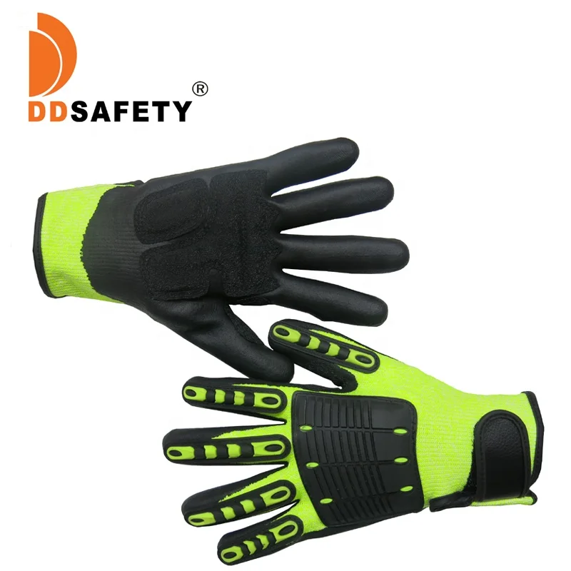 HIGH-VIS TPR Rigger Excellent Grip Cut 5 Handyman/Boxer Work Glove, Abrasion Resistant Oil & Gas Drilling Safety Impact Gloves