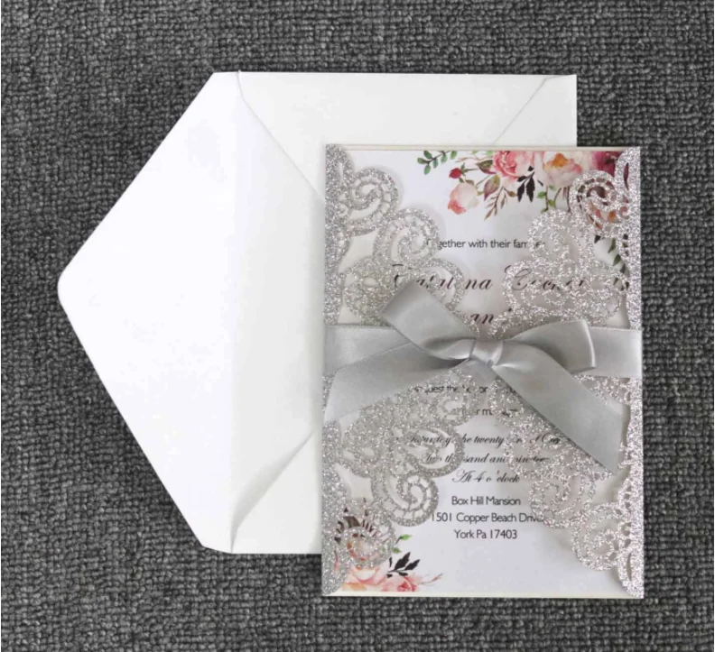 Custom glitter thank your card Muslim wedding festival gift greeting invitation card