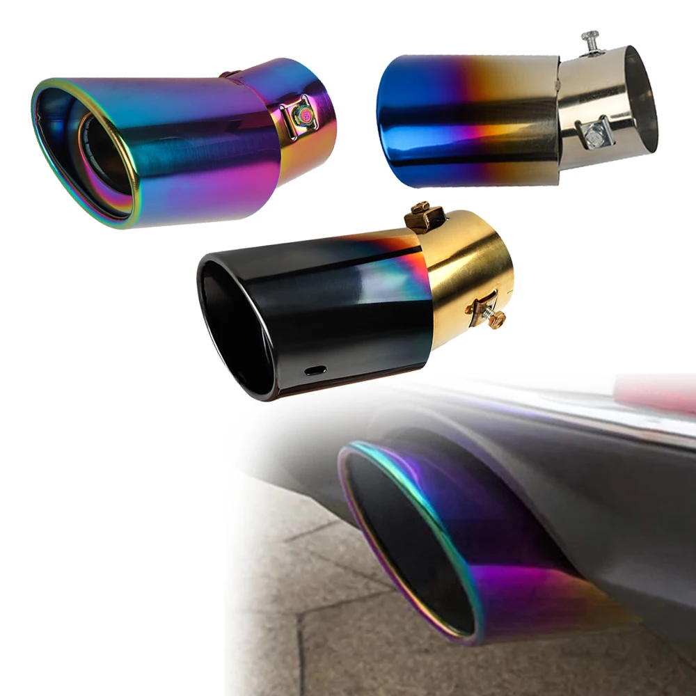 Universal Exhaust Pipe Muffler Tip For Car Stainless Steel Single Rear Tail Throat