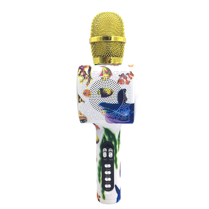Wireless Cartoons Karaoke Microphone with Graffiti, Rechargeable Microphone, 3 in 1 Portable Speaker LY20