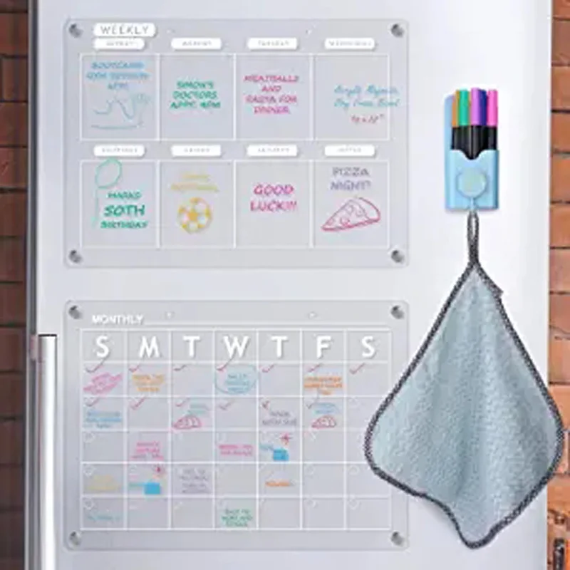 Frameless Acrylic Sheet Board Set Custom Reusable Clear Magnetic Calendar Dry Erase Whiteboard for Fridge