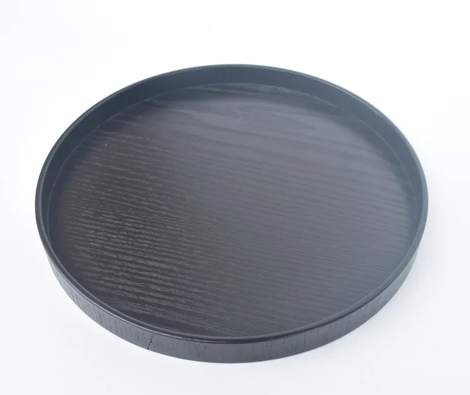 Round Natural Wooden Plate Tea Food Server Dishes Water Drink Platter Wood Serving Tray