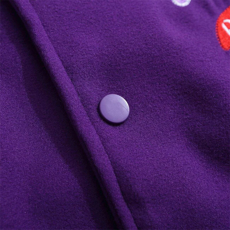 DiZNEW Purple Custom Style Baseball Jacket Winter Customize varsity/letterman Jacket Rifle Shooting Patches Plus Size Jacket