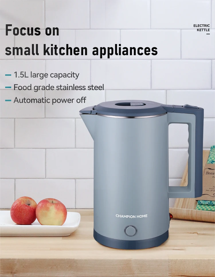 Home Appliance hot sale double wall kettle plastic Food Grade 304 Stainless Steel Water Electric Kettle
