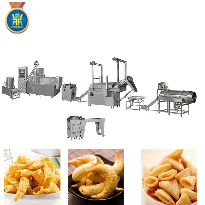 fried snack food making machine bugles puff snack production line crispy chips bugles process line