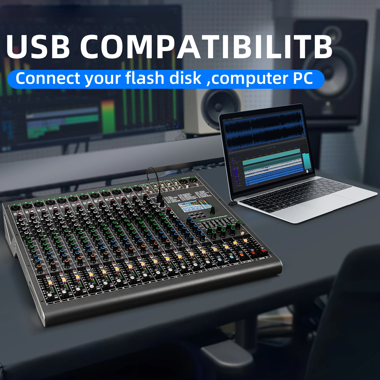 Professional TG14 99-effect DSP Audio Console Mixer 14 Channel USB Interface audio console