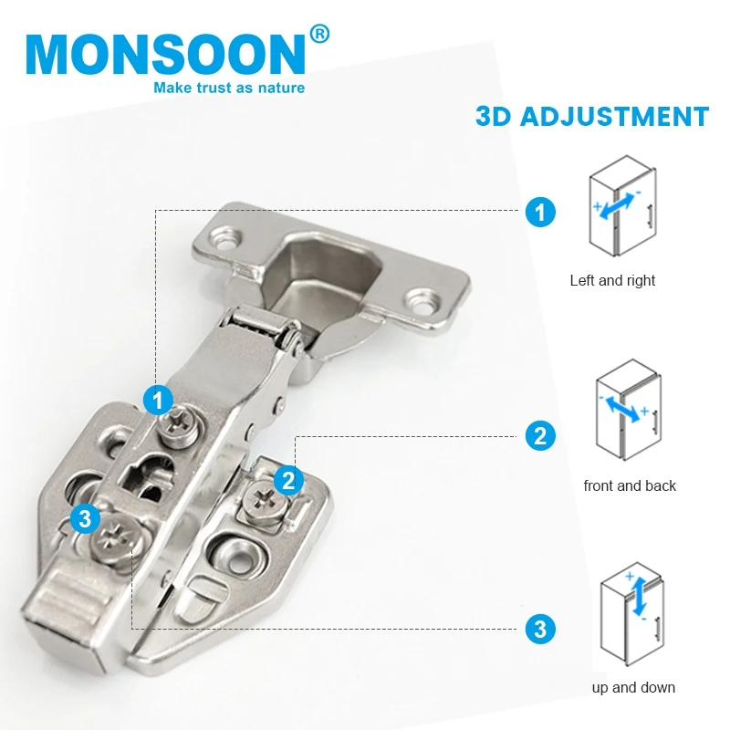 Оборудование аксессуары для кухонной мебели автоматическая гидравлическая Регулируемая деревянная дверь гибкое закрытие 3d петля