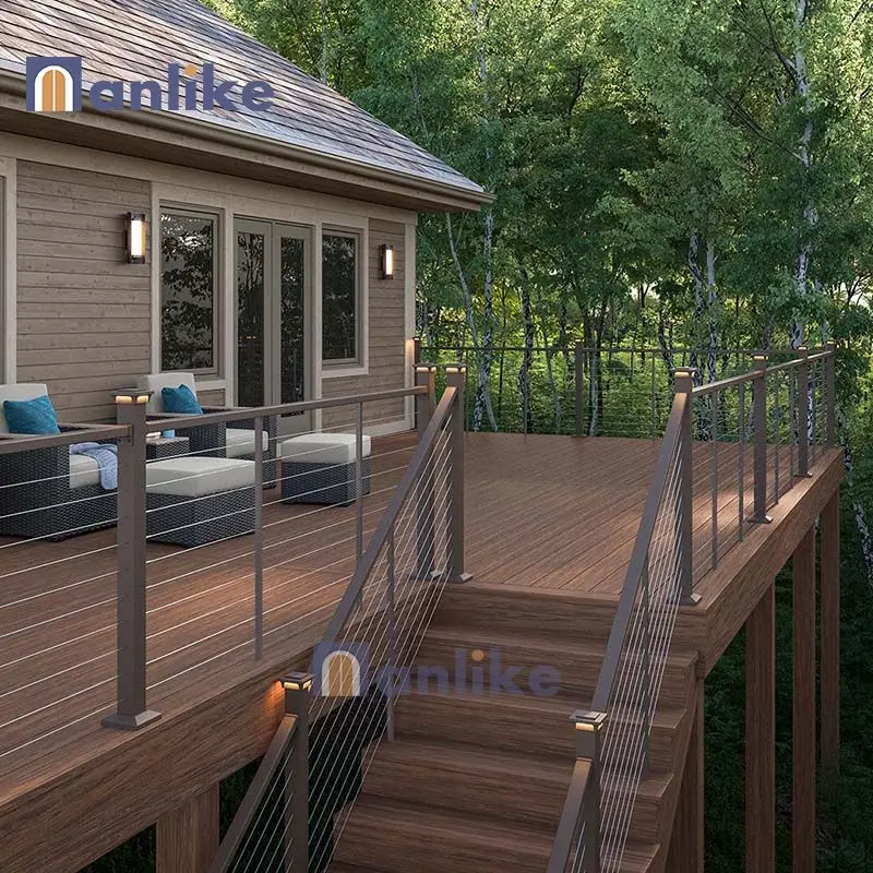 Anlike Residential Staircase Baluster Customized Cable stainless steel exterior stair balustrade balcony railing