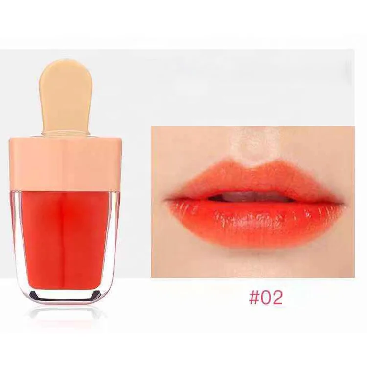 
2019 custom private label vegan matte liquid lipstick long lasting lipgloss with ice cream packaging tubes 