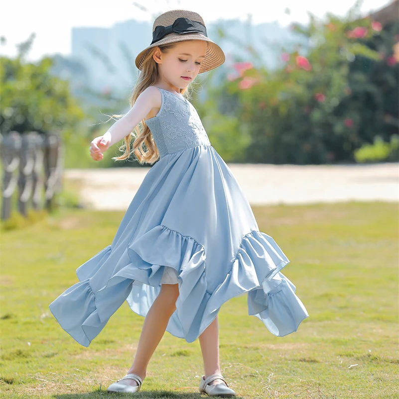 Wholesale Dance Fancy Ball Gown Girls Floral Casual Birthday Wedding Princess Ruffles Flower Girl Dress Cute Fashion Luxury