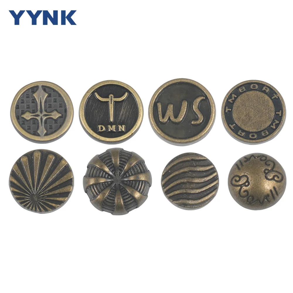 Hot Sale Professional Custom OEM Logo Pocket Button Metal Zinc Alloy Polishing Brass Color Jeans Rivet for Cloth Pants