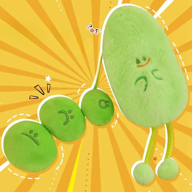 Cute Unisex Plush Nuts Toy Embroidered Stuffed Peanuts Pistachio Seeds Snow Pea Comforter for Children