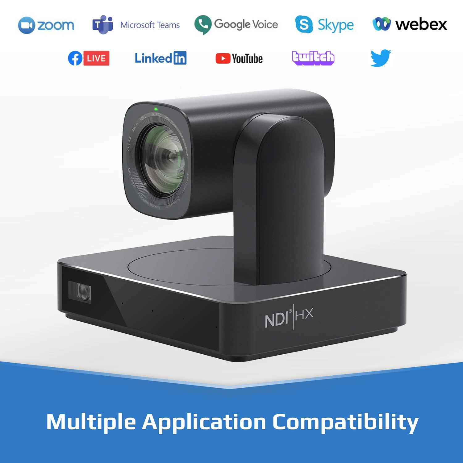 4K Ptz Auto Tracking Videoconference Camera  20 Zoom Conference NDI Camera